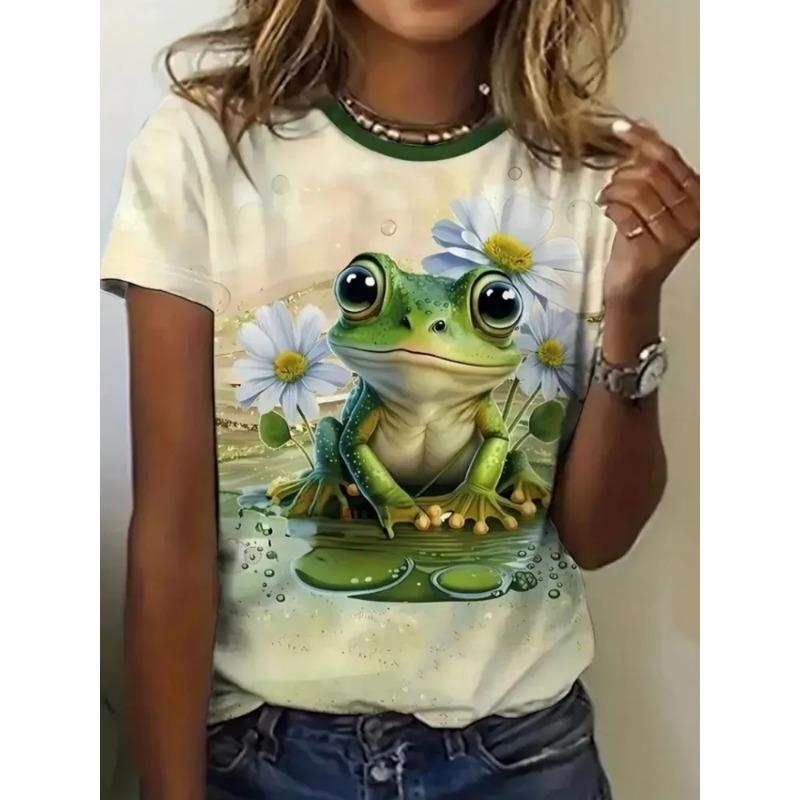 Frog 3D Printed Short Sleeve Summer Vacation Sports Quick Dry Breathable Fashion Comfortable Street T-shirt