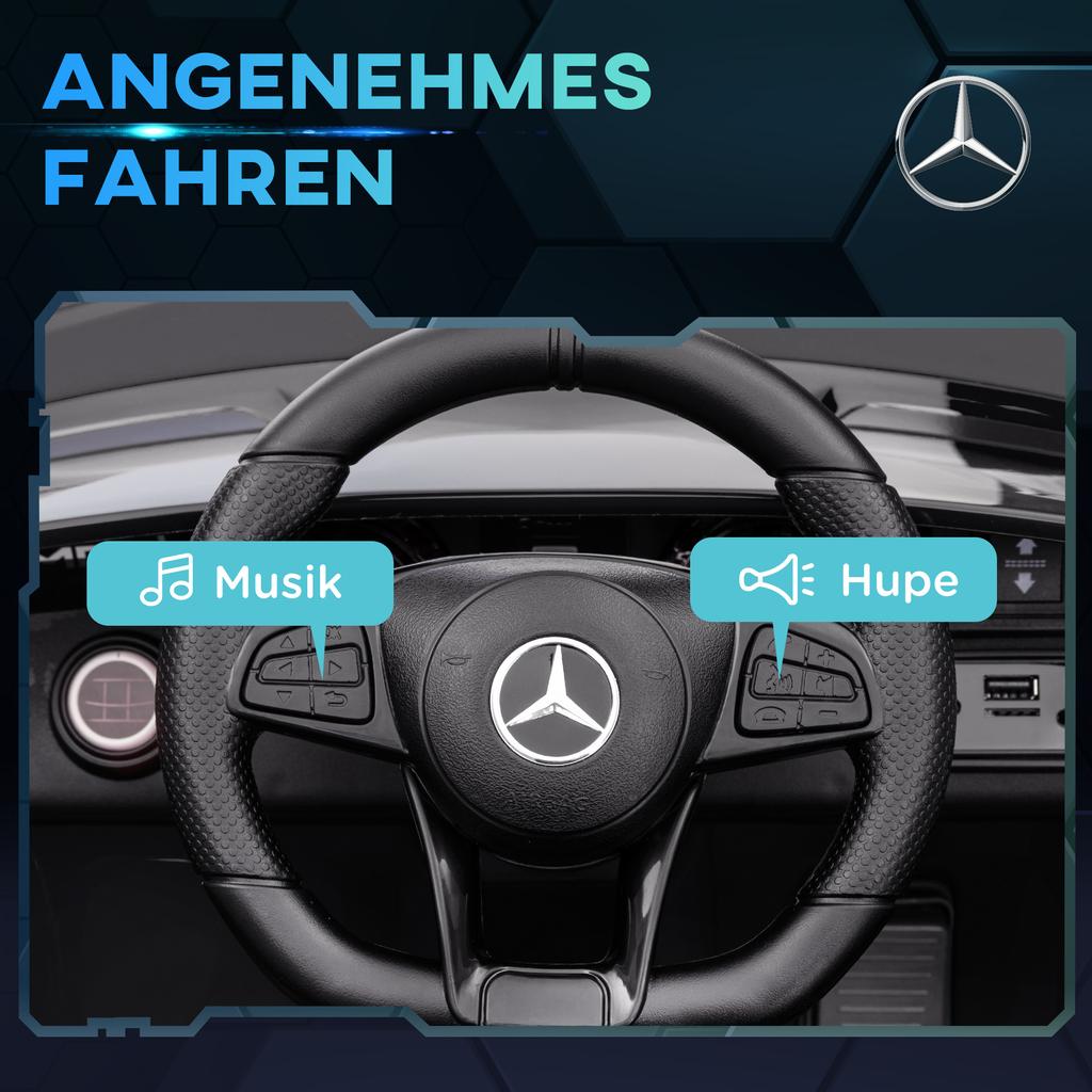 Elektrisches Kinderauto, Mercedes, 3-5 km/h, Fernbedienung, Lichter & Musik, schwarz