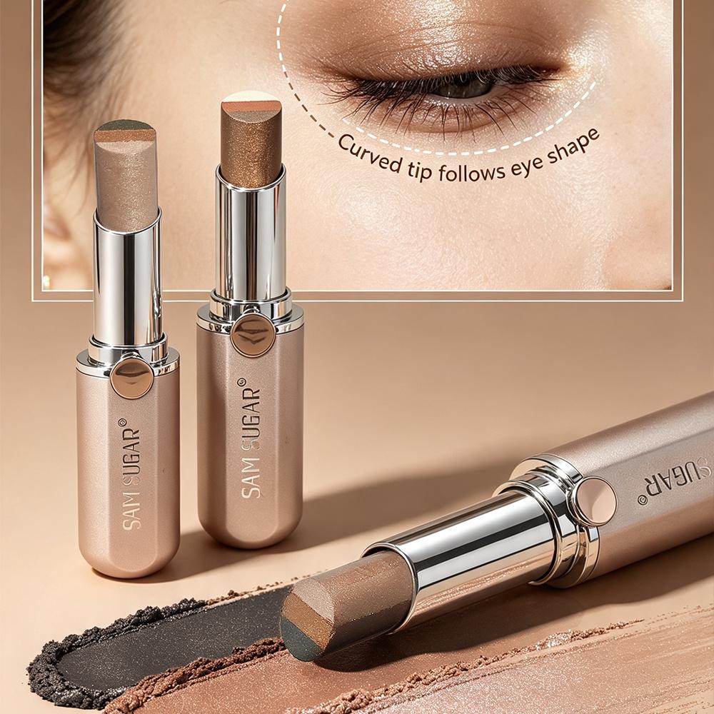 SAM SUGAR Stick Ombretto Cremoso Tricolore Cambiamento Graduale Highlighter e Blush Scintillante Non Disturbante Impermeabile