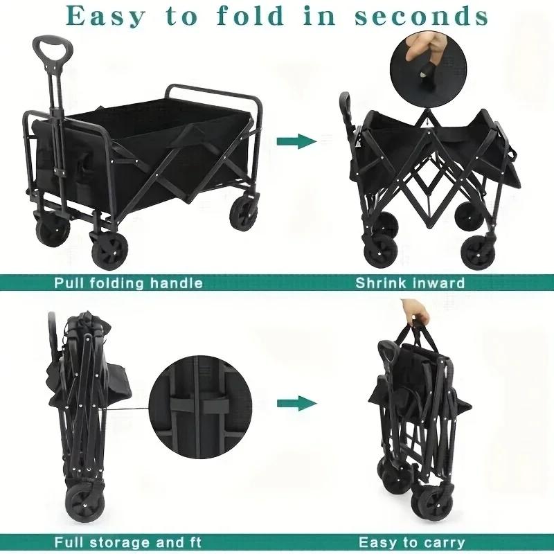 Bollerwagen für Jugendliche, faltbarer Wagen mit Rädern - Schwerlast-Nutzwagen für Lebensmittel,