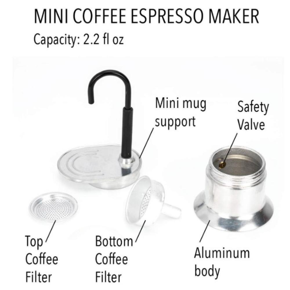 50ML Aluminium Einzelrohr Moka Kanne 1 Tasse Kaffeekanne Herdplatte Italienische Kaffeemaschine Espresso Utensilien Küchenkaffeegeschirr Barista