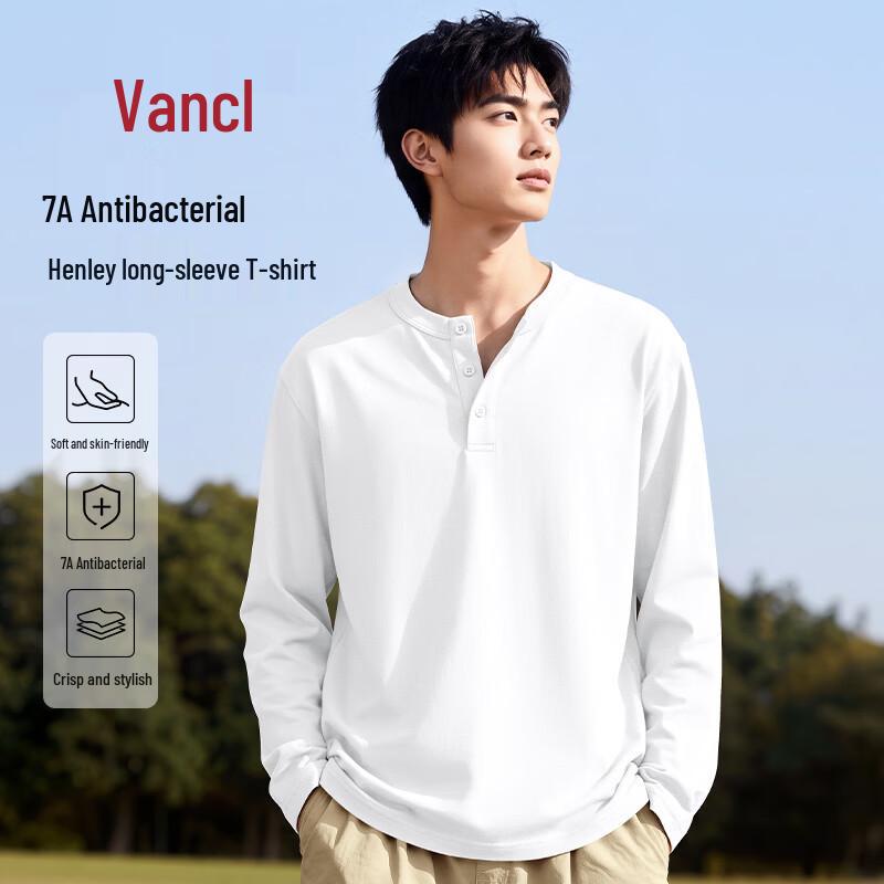 VANCL Men's Vintage Henley Long Sleeve T-Shirt