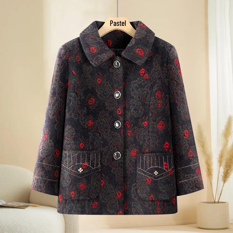 

Женское теплое цветочное пальто свободного кроя 4XL