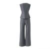 Elegant Beaded Neck Tencel Linen Vest & Wide-Leg Pants Set for Women - Spring Collection
