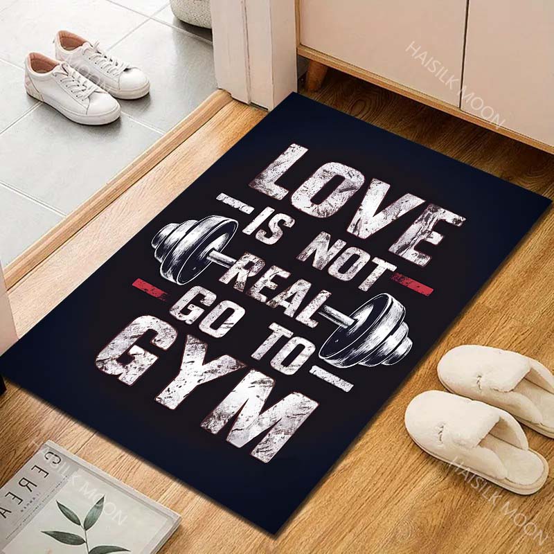 1PC Motivational Gym Slogan Dumbbell Poster Typography Carpet for Living Room Bedroom Sofa Home Decor Rus Non-slip Floor Mat