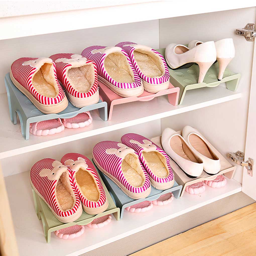 Shoe Organizer High Low Heels Wear Resistant Shoes Slots Rack Good Toughness Storage Holder Flats Sandals Wardrobe Closet