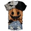 Women's Fashion Casual Three-quarter Sleeve Halloween Letters,  Face Print Top