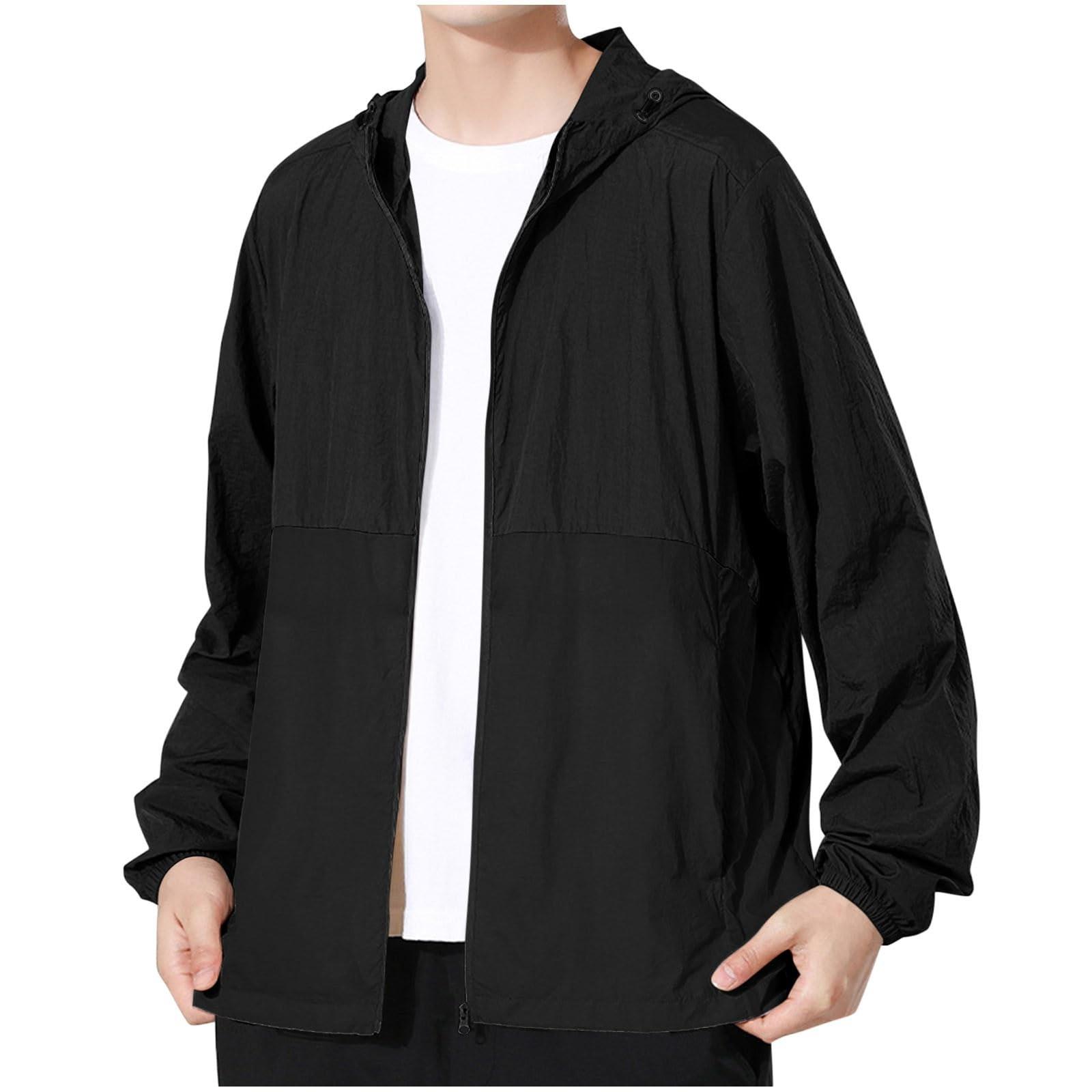 

Mens Shirt Jackets Long Dry Zip Up Hoodies Stylish Casual Sport Shirts S чорний