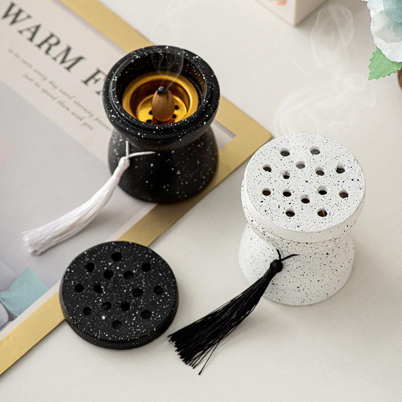 Handheld incense burner resin fringed waist coal ball aromatherapy burner desktop ornament