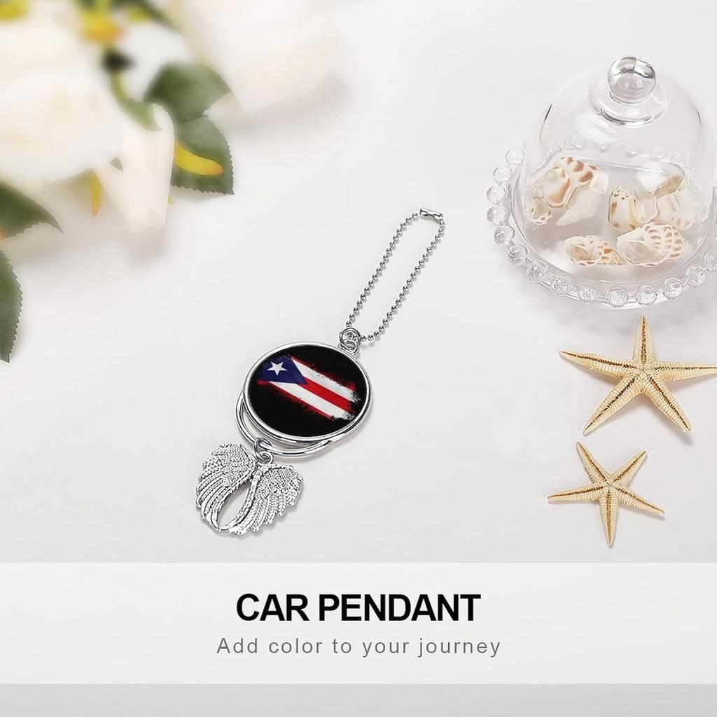 Puerto Rico Flag Car Hanging Ornaments Rearview Mirror Pendant Cute Interior Accessories Decorations Puerto Rico Flag