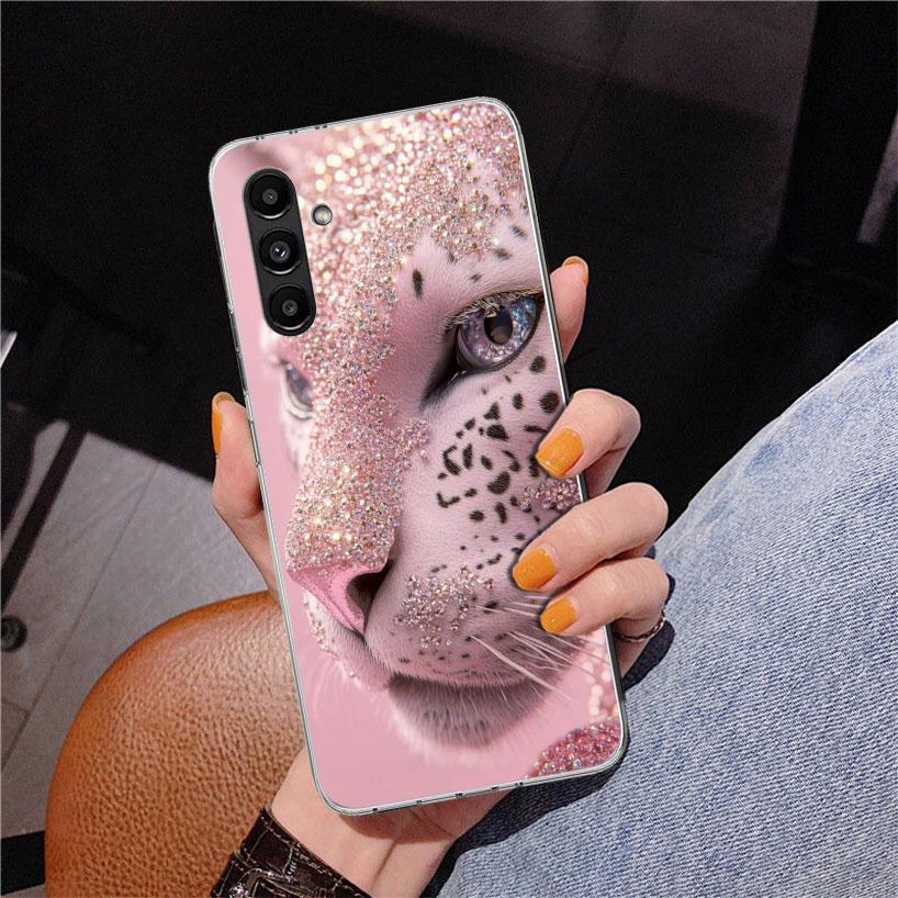 Pink Leopard Print Phone Case For Samsung Galaxy A17 A16 A15 A14 A13 A57 A56 A55 A54 A53 A37 A36 A35 A34 A33 A26 A25 A24 A23 Gal