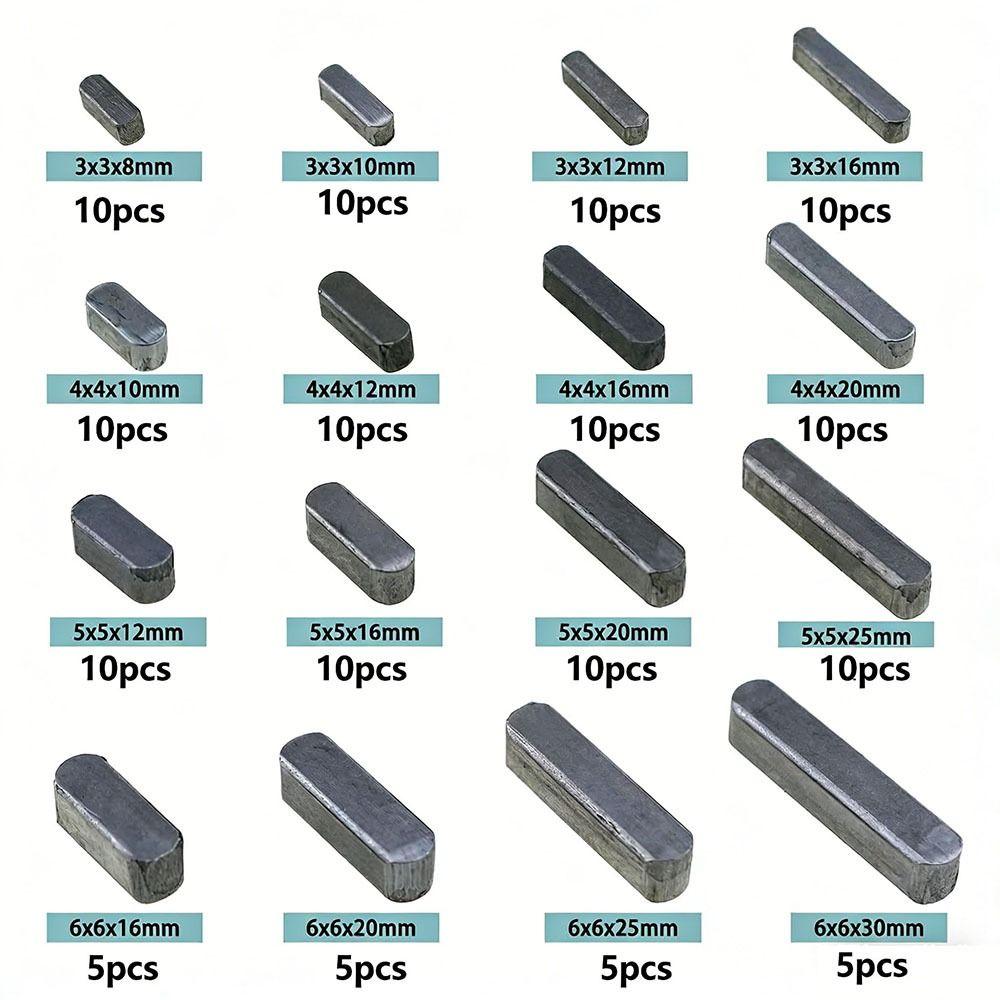 140pcs Carbon Steel Square Parallel Keys 3-6mm Size Range Round End Flat Keys  Machinery Repair