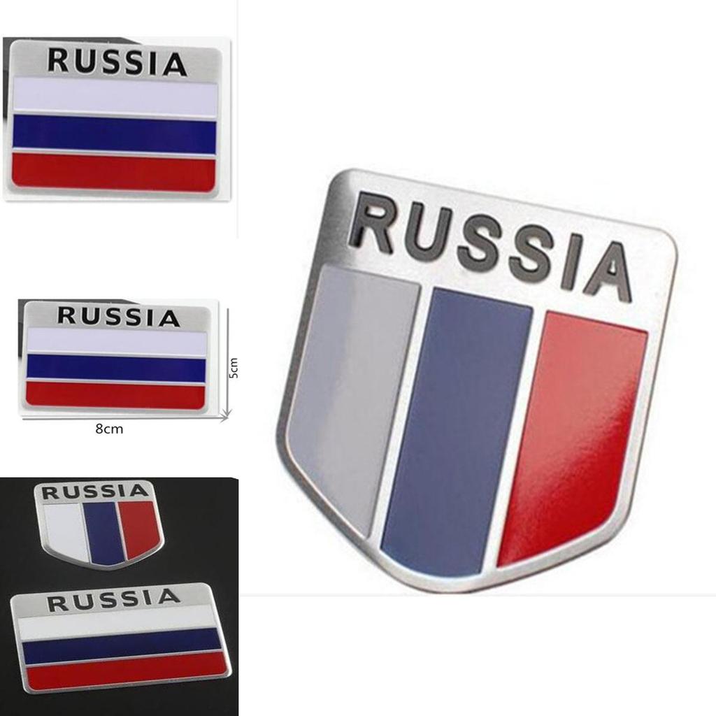 Langlebiger Russischer Flaggen Metall Autoaufkleber Emblem Abziehbild Geeignet für die meisten Fahrzeugmodelle