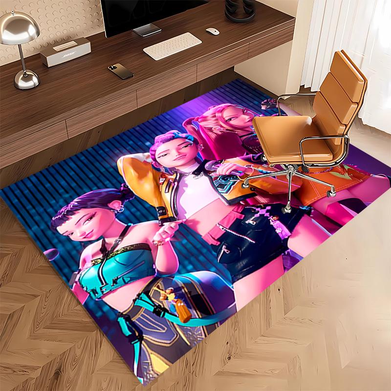 1pc Kpop Hunter5 Print Area Rug - Soft, Washable Non-Slip Indoor Mat, Living Room, Home Office Decorative Rug,Office Decorative