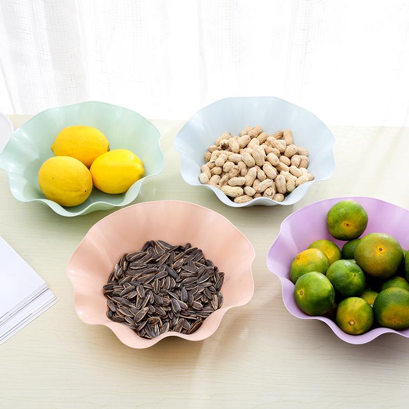 Lotus Leaf Edge Fruit Plate Plastic Candy Plate Living Room European Melon Seed Fruit Pot Snack Fruit Box Household Dried Fruit Plate