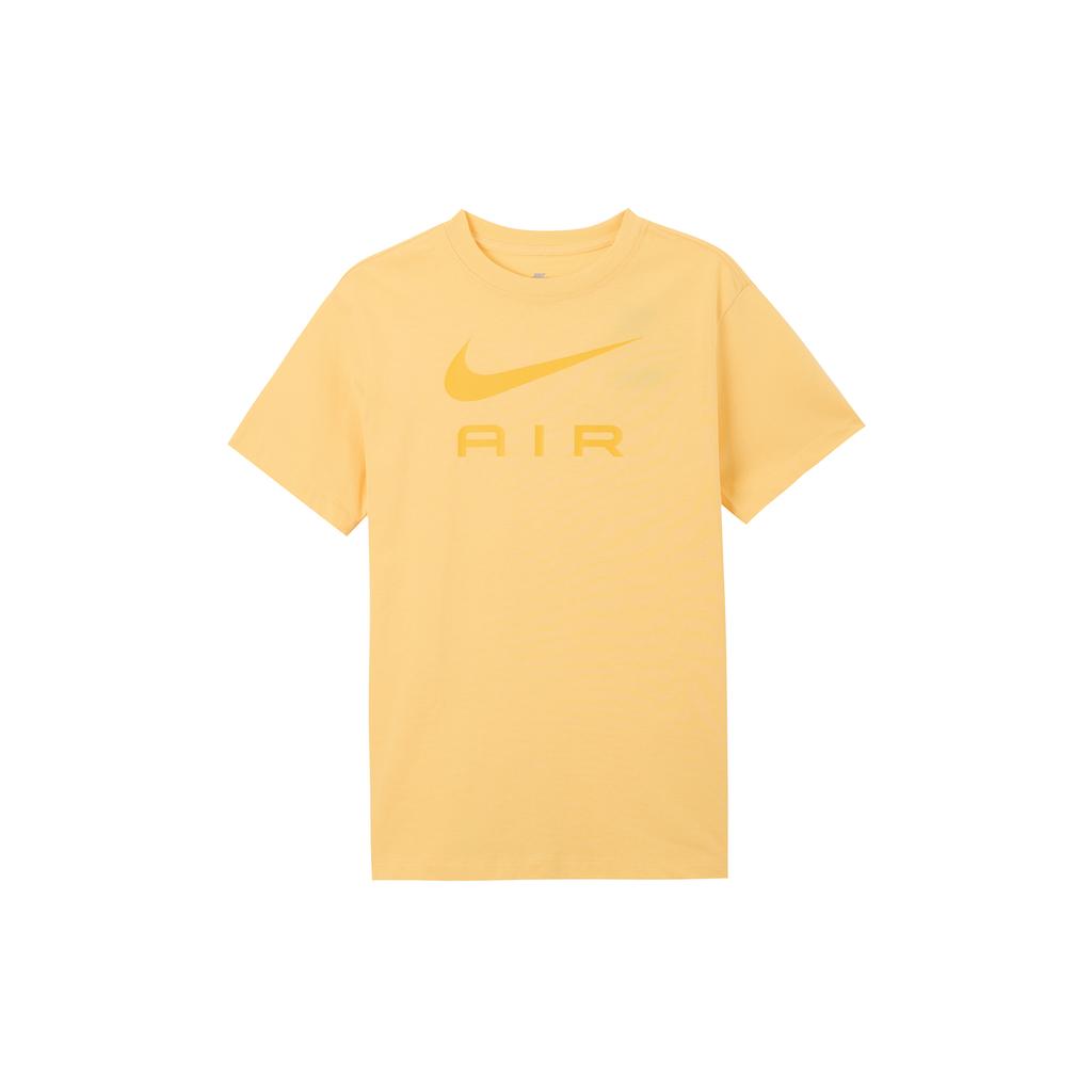 New Nike Air Women's Logo Letter Print Crewneck T-Shirt Yellow DX7919-795
