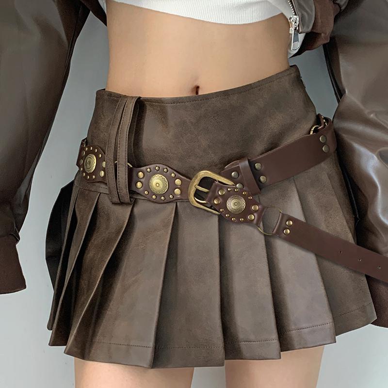 Western Cowboy Retro Belt for Women: Xinjiang Travel, Hot Girl, Post-Apocalyptic Style with Skirts & Pants Brown 102cm