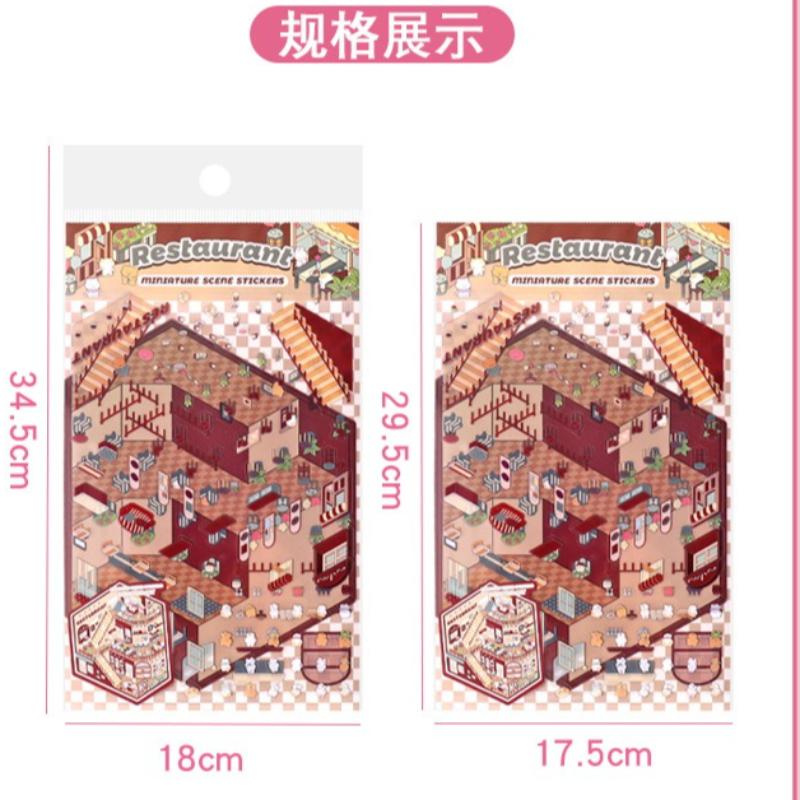 Kawaii 3D Cartoon Miniature Scene Pocket Cabin Stickers Fun DIY Stacking Landscape Scrapbook Decor Stickers