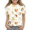 Kids Animal Print Crew Neck Short Sleeve T Shirt Casual Loose Fit Top Soft Comfortable Fabric Suitable for Everyday Wear