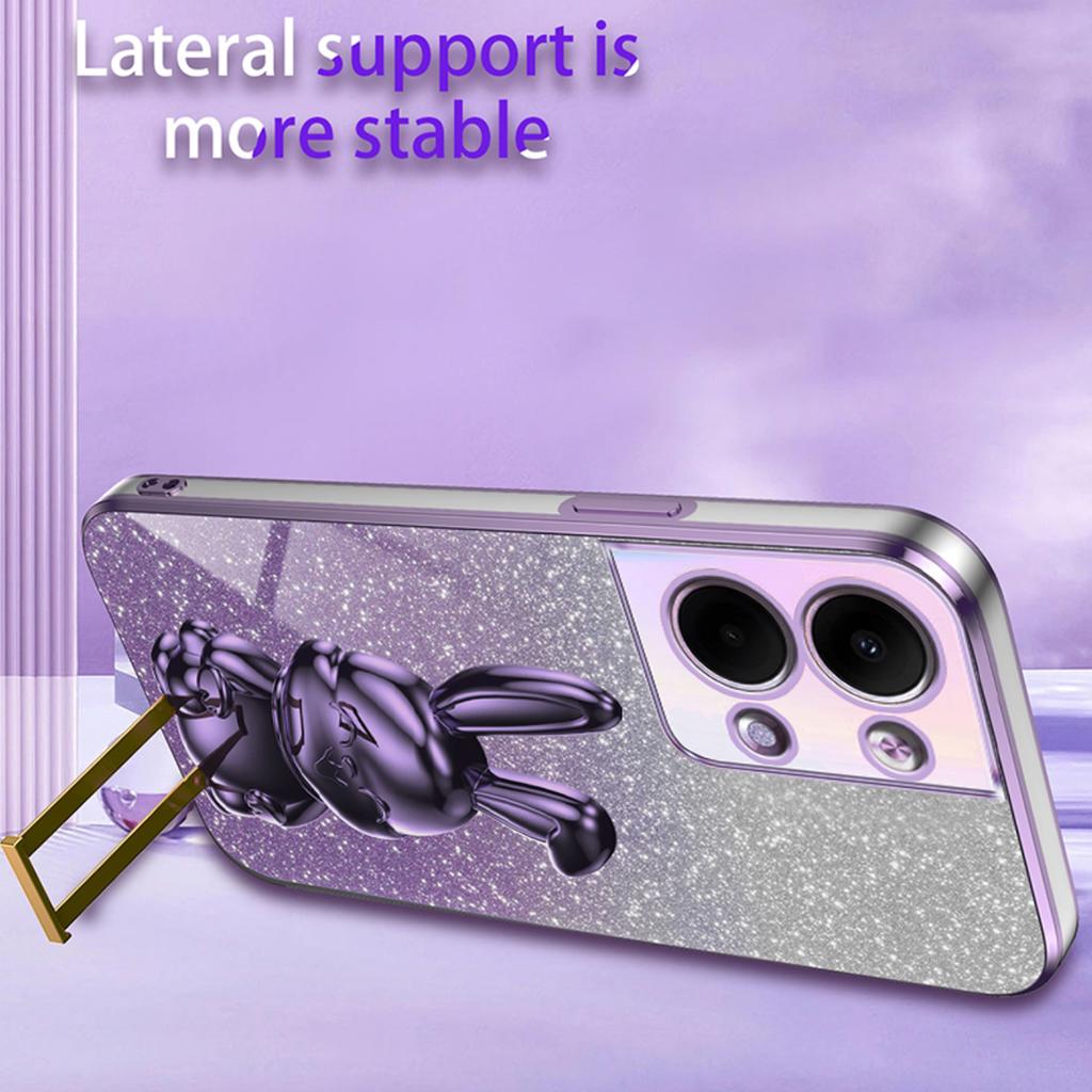 For Oppo Reno9 5G/Reno9 Pro 5G Cellphone Case Pull-out Kickstand PC+TPU Electroplating Cover