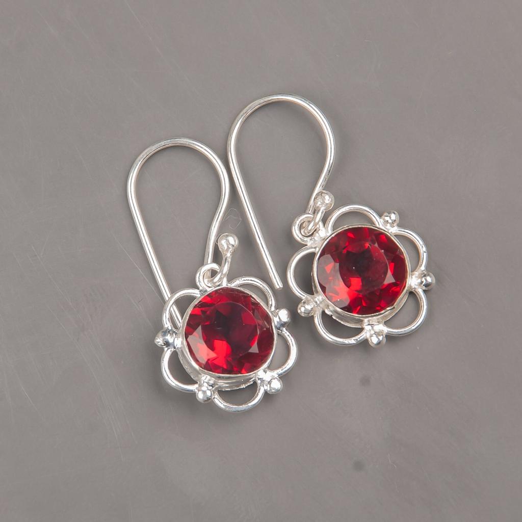 Pink Rubellite Gemstone 925 Sterling Silver Boho Jewelry Handmade Earrings 1.40" EE-56-10