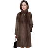 Autumn and winter new imitation leather coat women's long imitation mink hair mink women's clothing thin stand-up coat