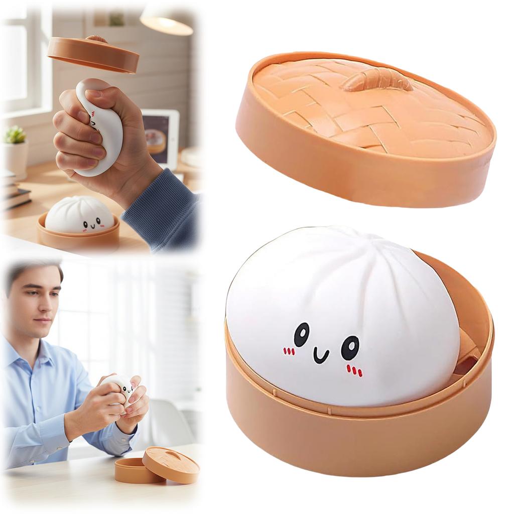Bun with Food Steamer Stretchy Desk Toys Squeeze Dough Ball Soft Dumpling Bun Simulation Fidget Toy for Kids Adults