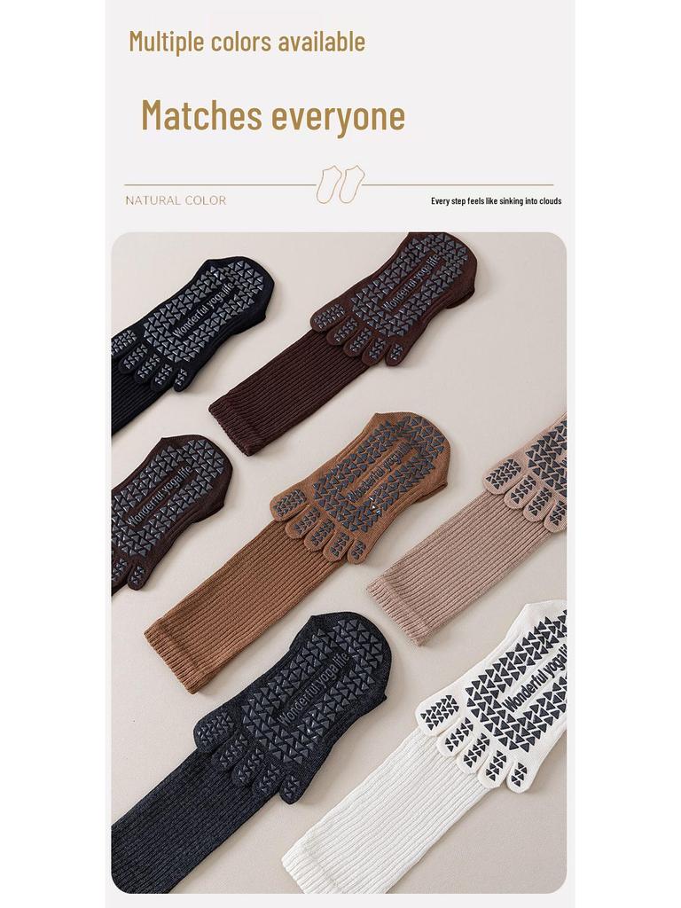 Vijf-Teen Antislip Over-de-Knie Pilates & Yoga Sokken voor Dames - Herfst/Winter Fitness Stijl