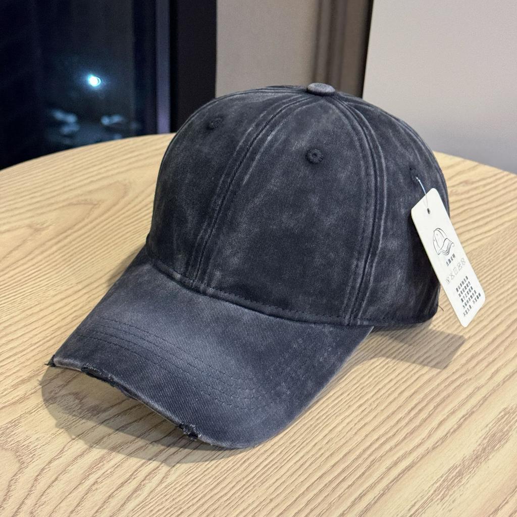 Autumn Personalized Frayed Soft top Baseball Hat for Men and Women New Versatile Large Head Circumference Showing Face Small Gradient Peaked Hat Trend