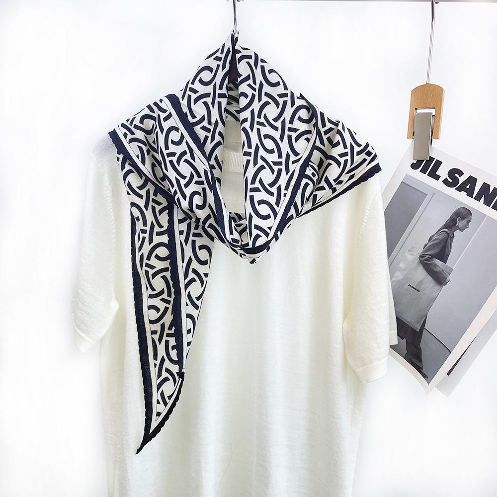 Versatile Silk Wool Diamond Lace Scarf: Double-Sided Real Silk, Warm Print Neckerchief for Women