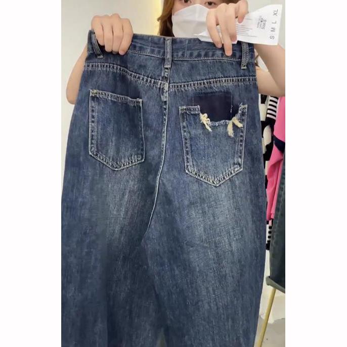 Jeans Women's Summer High Waist Loose Ripped Harem Pants