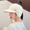 Hollow Top Ear Protection Woolen Hat for Women In Autumn and Winter Thickened and Velvet Warm Knitted Hat Outdoor Cycling Cold Proof Duckbill Hat