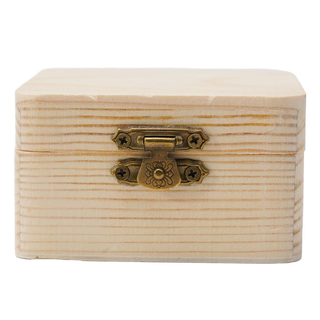 1pz 8x8x4,5cm Scatola Portaoggetti in Legno Naturale Scatola Regalo in Legno di Pino Liscio per Oggetti Vari Domestici Gioielli e Piccoli Accessori