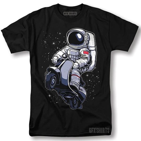 Astronaut Riding Scooter Moped Shirt Space Galaxy Cool Gift Graphic T-shirt