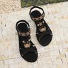 Women Bohemian Style Suede Elastic Band Sandals 2025 Summer New Casual Shoes Comfort Flat Heel Beach Sandals Shoes Women
