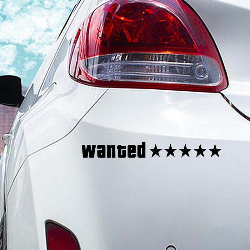 Wanted Car Sticker Water Resistant Auto Decors Decal Five Stars Car Sticker Auto Body Decoration Sticker For Truck Rear Window