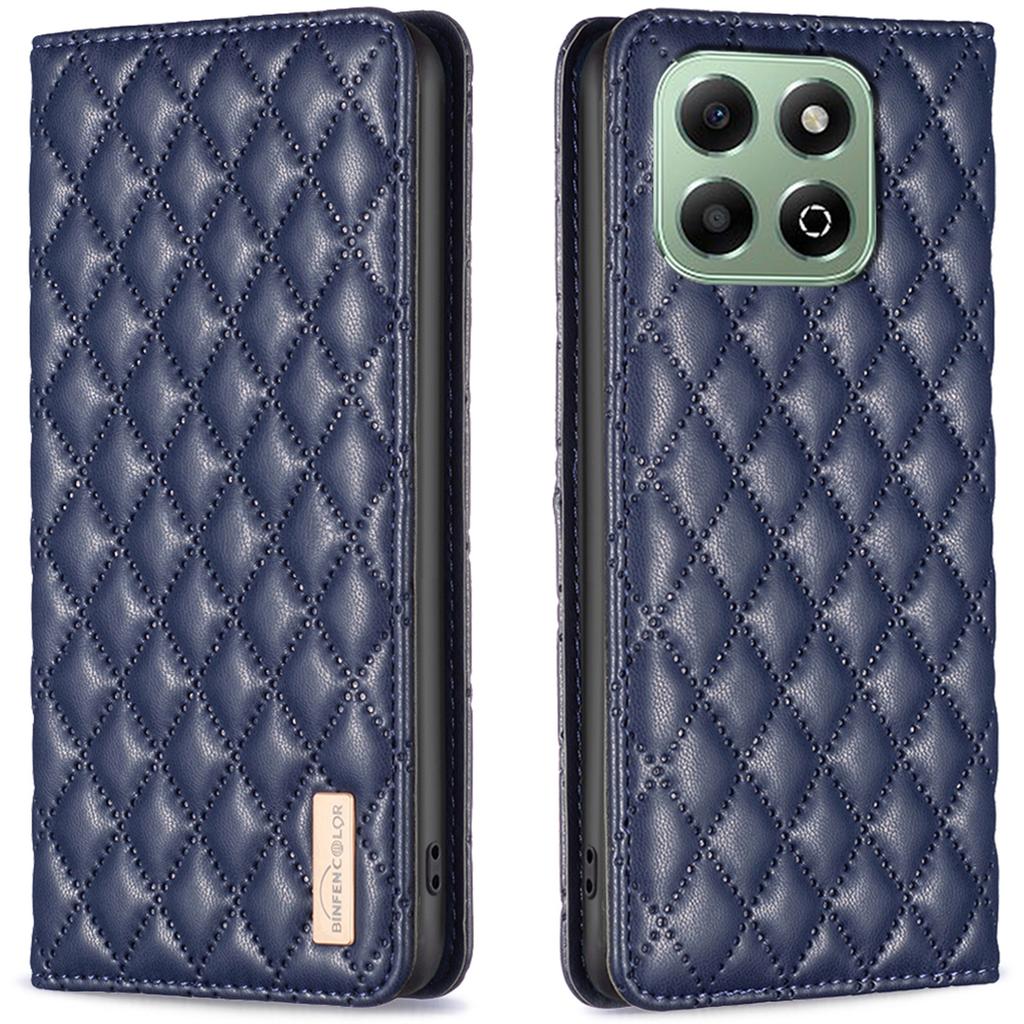 BINFEN COLOR BF Style-16 For Honor X6b 4G Case Card Slots Leather Rhombus Phone Cover