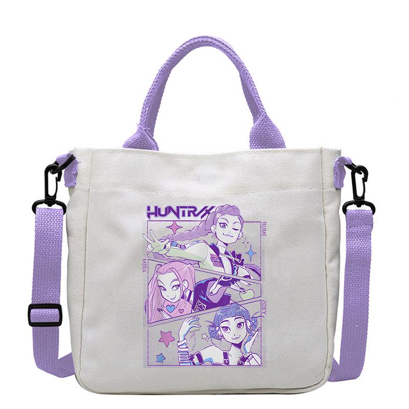 KPop Demon Hunters Theme Women Canvas Shoulder Bag Boys Girls Tote Handbag Anime Fashion Crossbody New Kids Xmas Gifts Kid Friendly Entertaining Fun