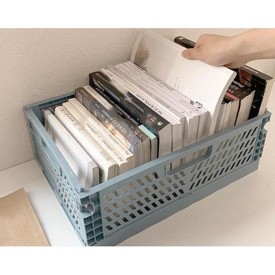 Collapsible Crate Plastic Folding Storage Box Basket Utility Cosmetic Container Desktop Holder Home Use School Desk Storage Box