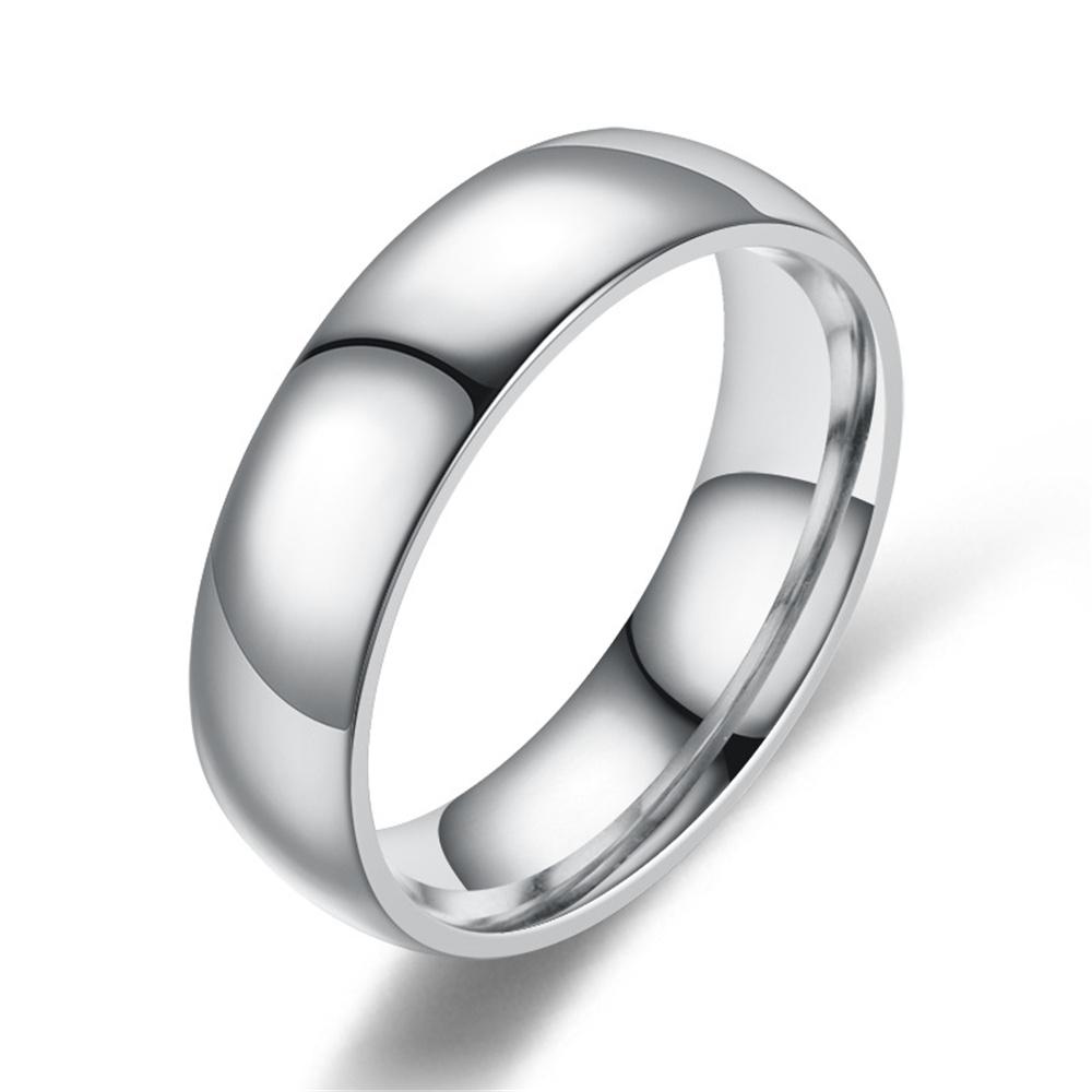 6mm Simple Ring Classic Smooth Gold Color Stainless Steel Wedding Engagement Rings for Women and Men Jewelry Wholesale