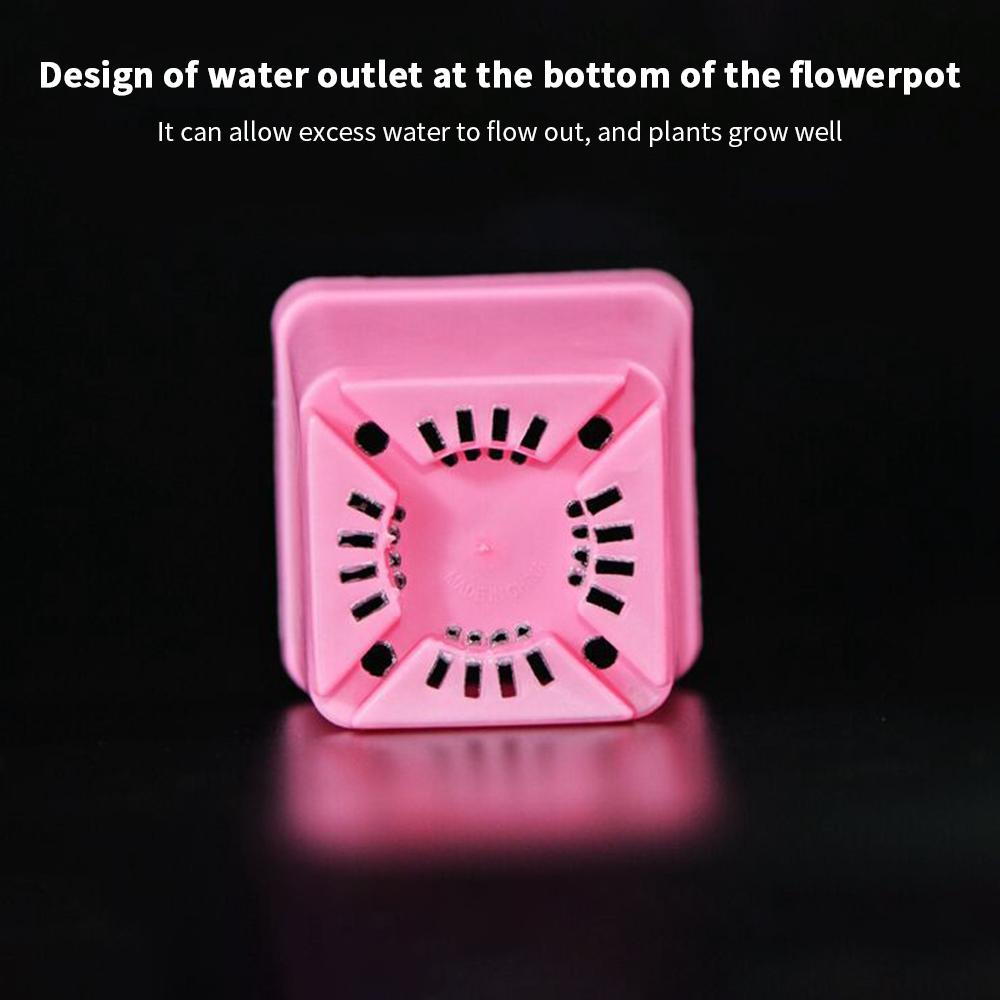 10p Square Nursery Flower Pot Mini Plastic Flower Seedling Pots for plants  Colorful Square Plant Pot Flower Tray for Home Garde