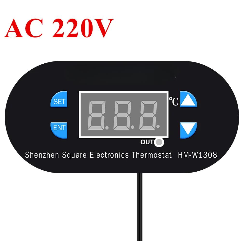 W1308 Digital Temperature Controller 12V 220V Microcomputer Thermostat Heat Cool Temp Control Electronics Thermostat with Sensor