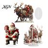 Retro Xmas Fairy Tale Scene Christmas Santa Claus Ornament, Reindeer Acrylic Decoration, Indoor Holiday Ornament Display Double Sided Desktop