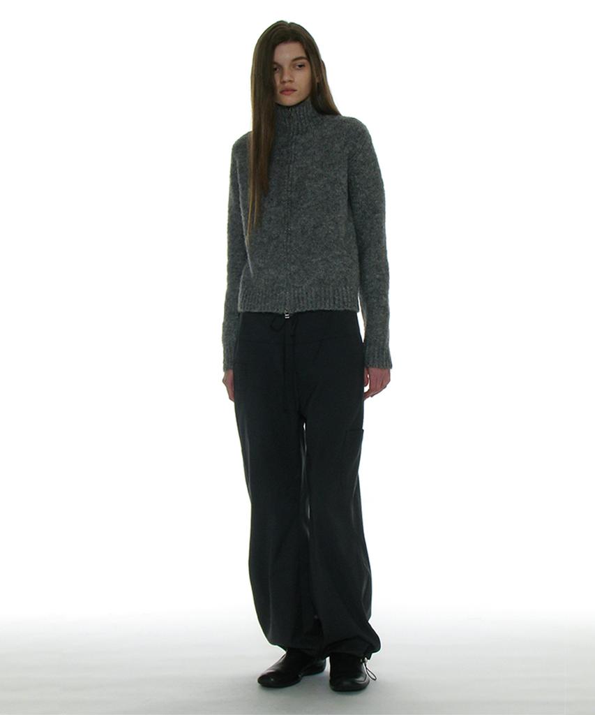 PARTIMENTO WOMEN Drawstring Rounding Slacks_Charcoal