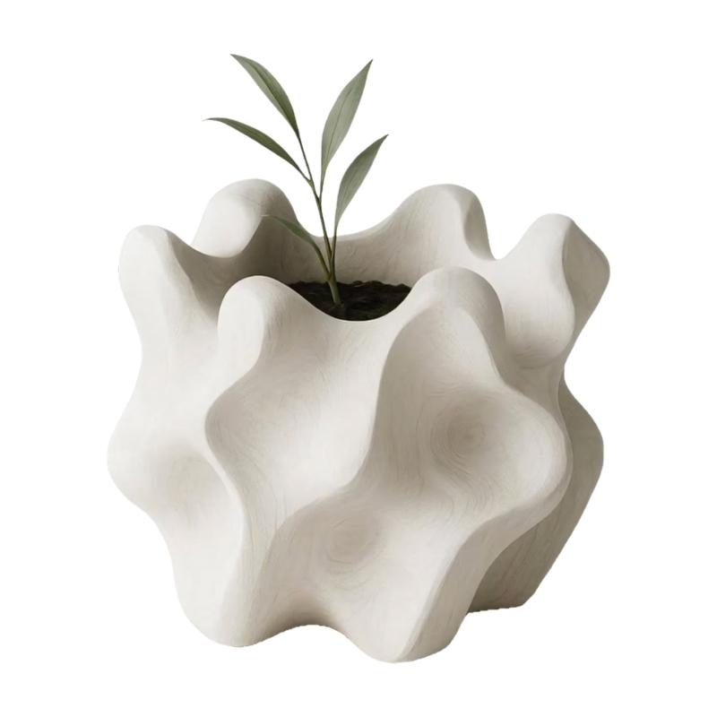Unique Wavy Design Plastic Planter 3D Printed Flower Pot For Indoor Plant Desktop Decor And Artistic Display
