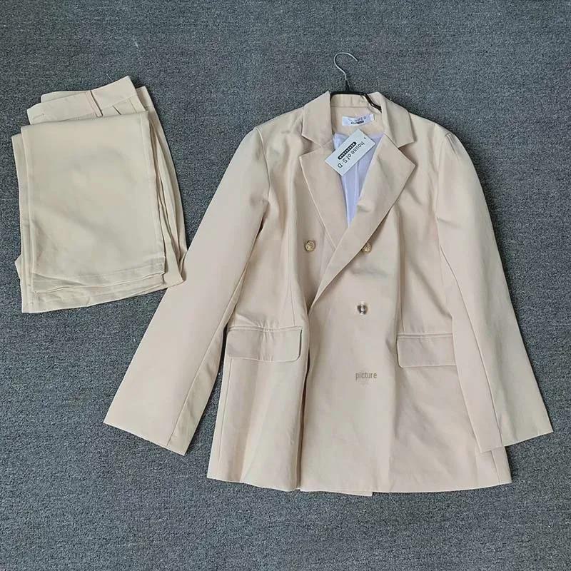 Special Offer: White Trousers & Long Sleeve Fashionable Goddess-Style Casual Professional Suit Set