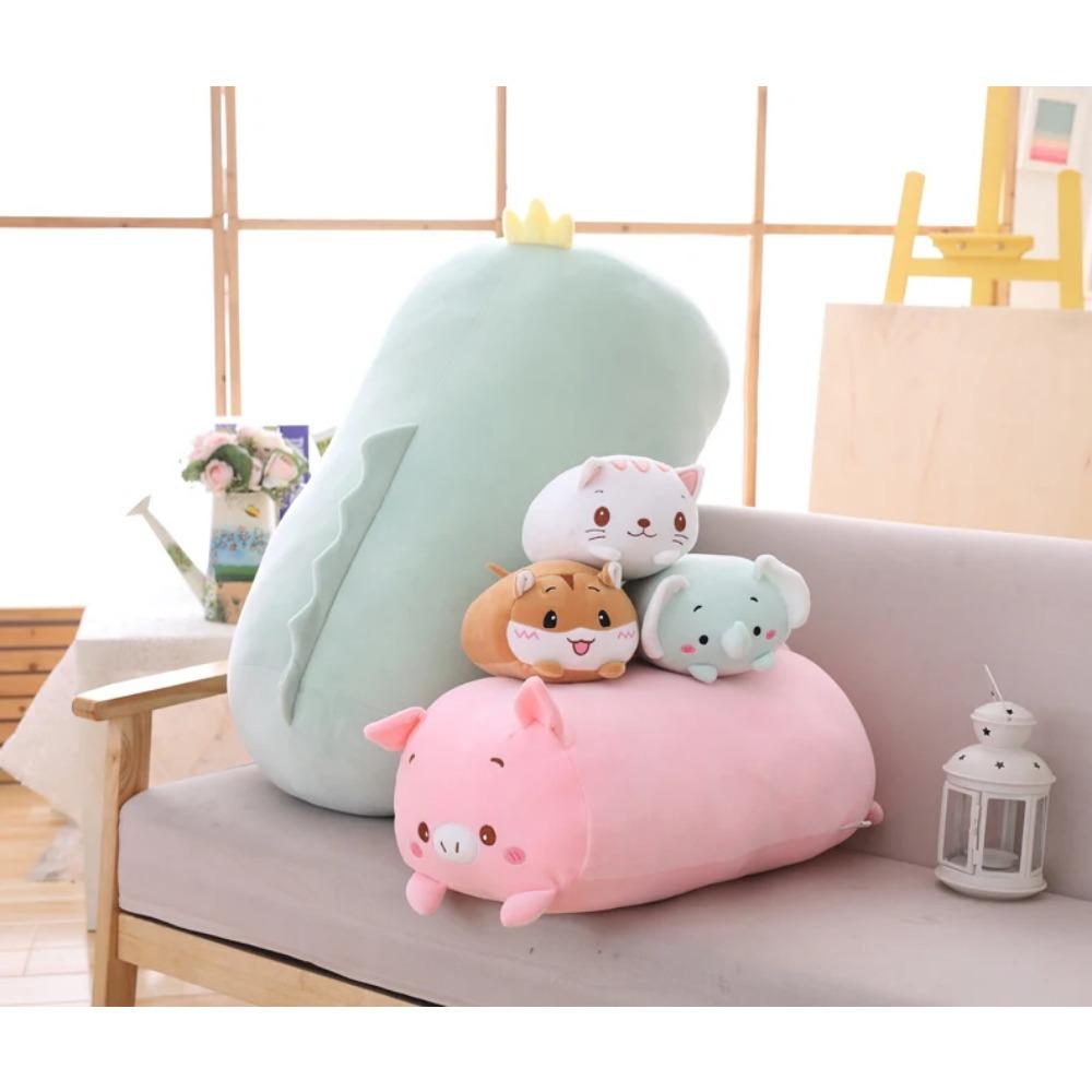 60cm Animal Sweet Dinosaur&Pig&Cat&Bear Kawaii Plush Toy Soft Cartoon Panda Hamster Elephant Deer Stuffed Doll Baby Pillow Gift
