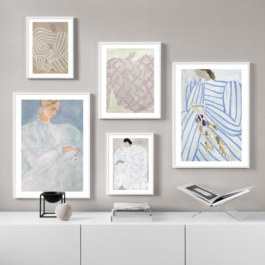 Minimalist Style Abstract Line Curve Think Girl Wall Art Print Canvas, Nordic Poster, Picture for Living Room Decor