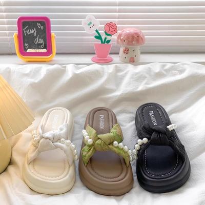 Retro One-word Platform Slippers 2025 Summer New Shoes Fashion Casual Middle Heel Women's Shoes Versatile Sandals