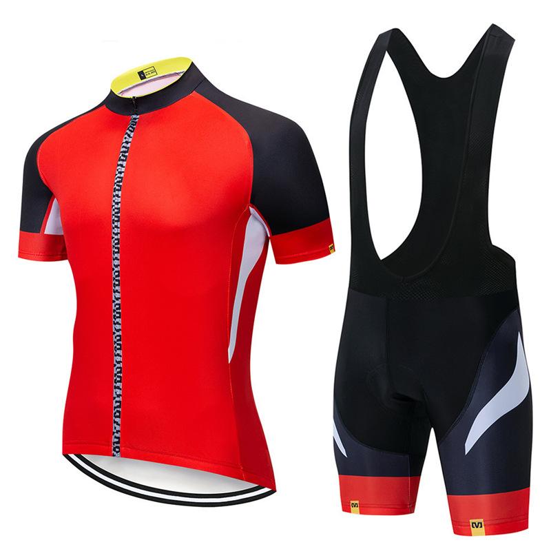 Cycling Suit Short-sleeved Suit Men's Mountain Bike Summer Bicycle Men's Top Strap Shorts